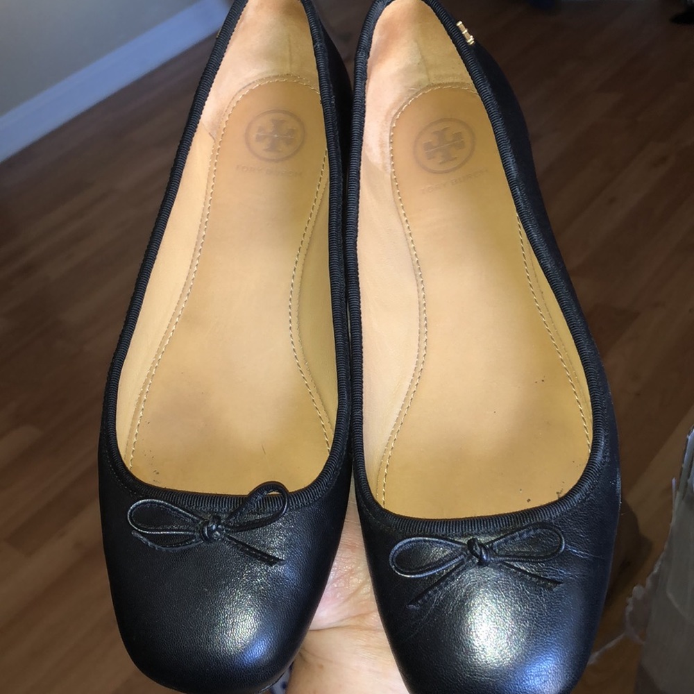 Tory Burch womans leather black Ballet Flats size 9.5